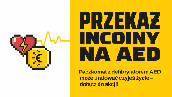 Przekaż InCoiny na AED. Paczkomat z defibrylatorem AED może uratować czyjeś życie – dołącz do akcji! Kliknij!