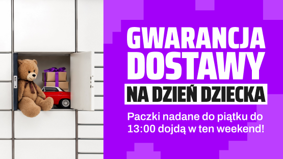 Pluszowy miś, zabawkowy samochód i prezenty w skrytce urządzenia Paczkomat. Gwarancja dostawy na Dzień Dziecka – paczki nadane do piątku do 13:00 dojadą w ten weekend.