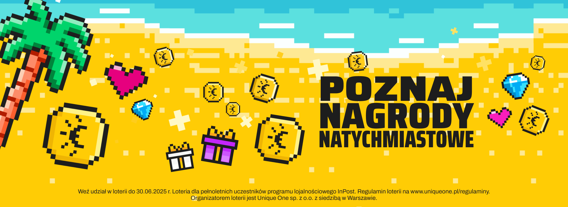 Poznaj nagrody natychmiastowe. Weź udział w loterii do 30.06.2025 r. Loteria dla pełnoletnich uczestników programu lojalnościowego inPost. Regulamin loterii na www.uniqueone.pl/regulaminy. Organizatorem loterii jest Unique One sp. z o.o z siedzibą w Warszawie