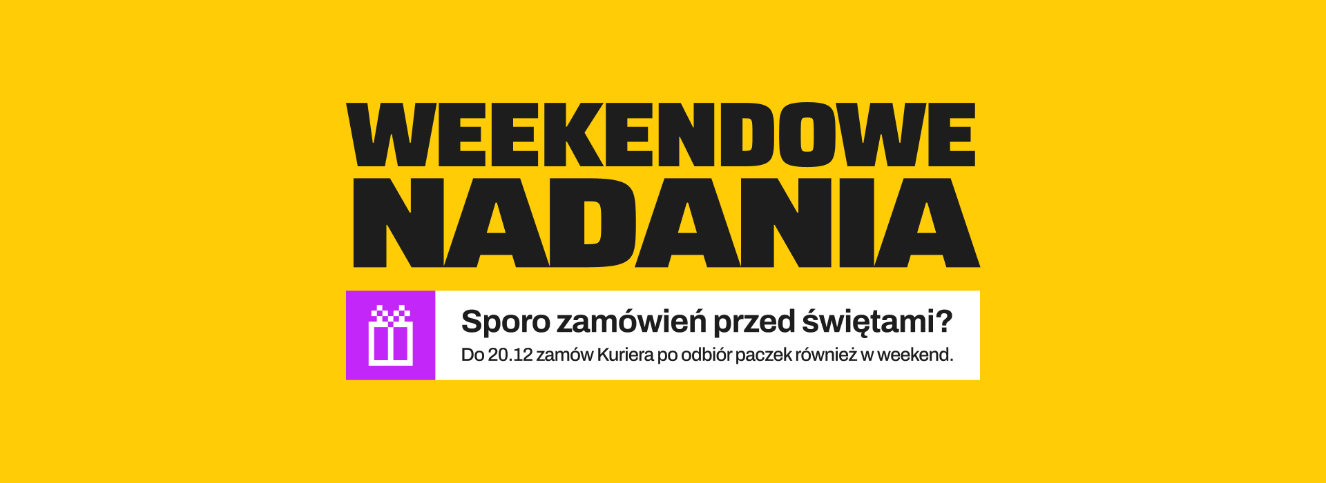 Sporo zamówień przed świętami? Do 20.12 zamów Kuriera po odbiór paczek również w weekend.