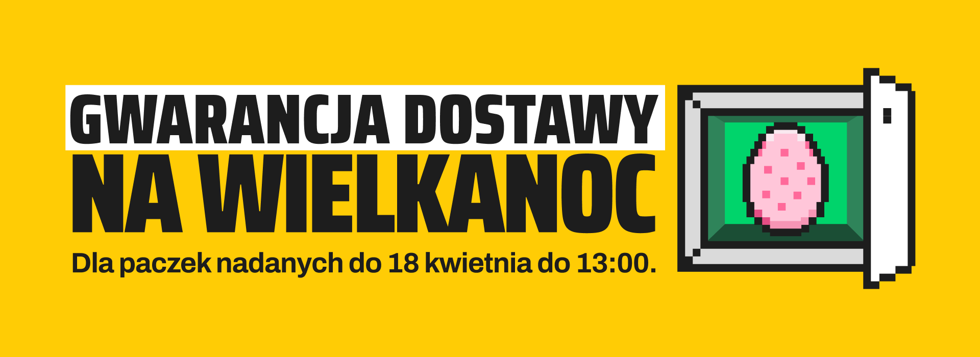 Wielkanocna pisanka wyglądająca ze skrytki urządzenia Paczkomat. Skorzystaj z gwarancji dostawy na Wielkanoc dla paczek nadanych do urządzeń Paczkomat do piątku, 18 kwietnia, do godziny 13:00.