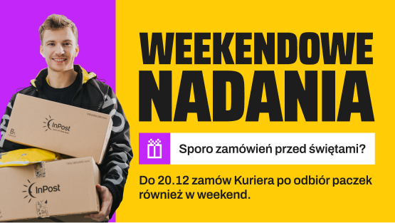 Sporo zamówień przed świętami? Do 20.12 zamów Kuriera po odbiór paczek również w weekend.