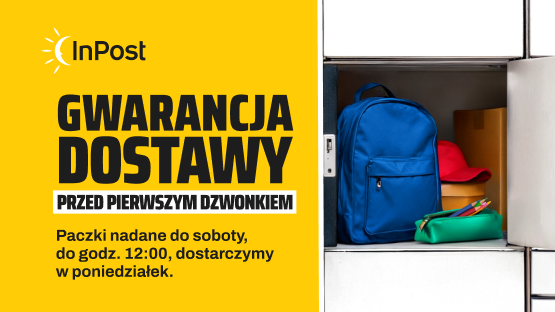 Gwarancja dostawy przed pierwszym dzwonkiem. Paczki nadane do soboty do godziny 12:00 dostarczymy w poniedziałek.