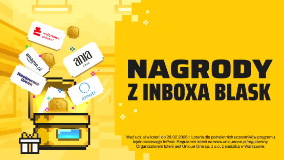 Nagrody wyłaniające się z InBoxa Blask, wypisane na białych kartach - m.in. Wyjątkowy Prezent, Ania Kruk, Emoti, Restaurant Week.